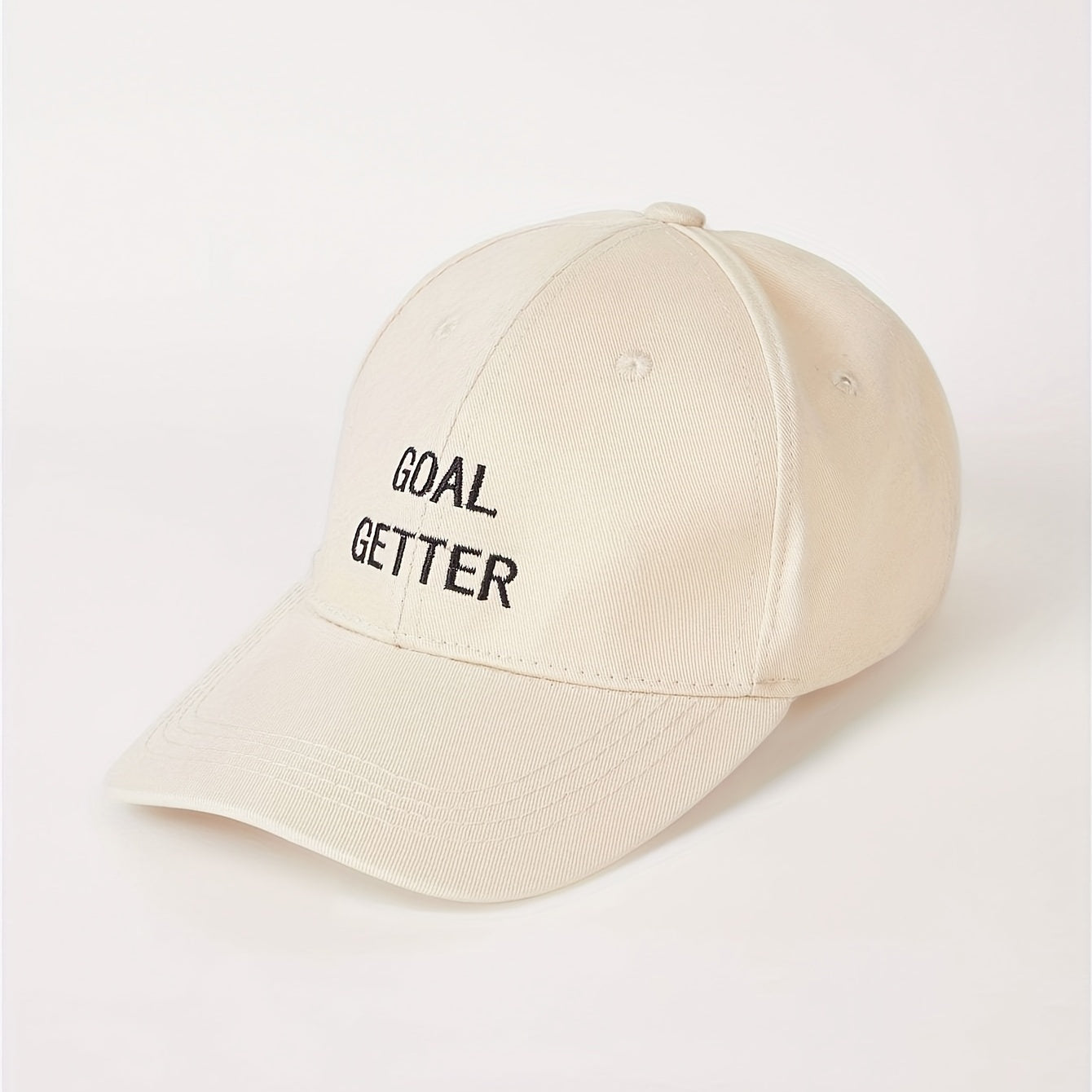 Goal Getter Embroidery Baseball Cap Beige Unisex Sun Hats Lightweight