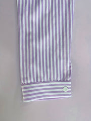 Stripe Print Long Sleeve Smock Shirt Dress
