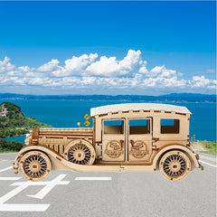 3D Wooden Mechanical Vintage Car & Motorcycle Puzzle Set