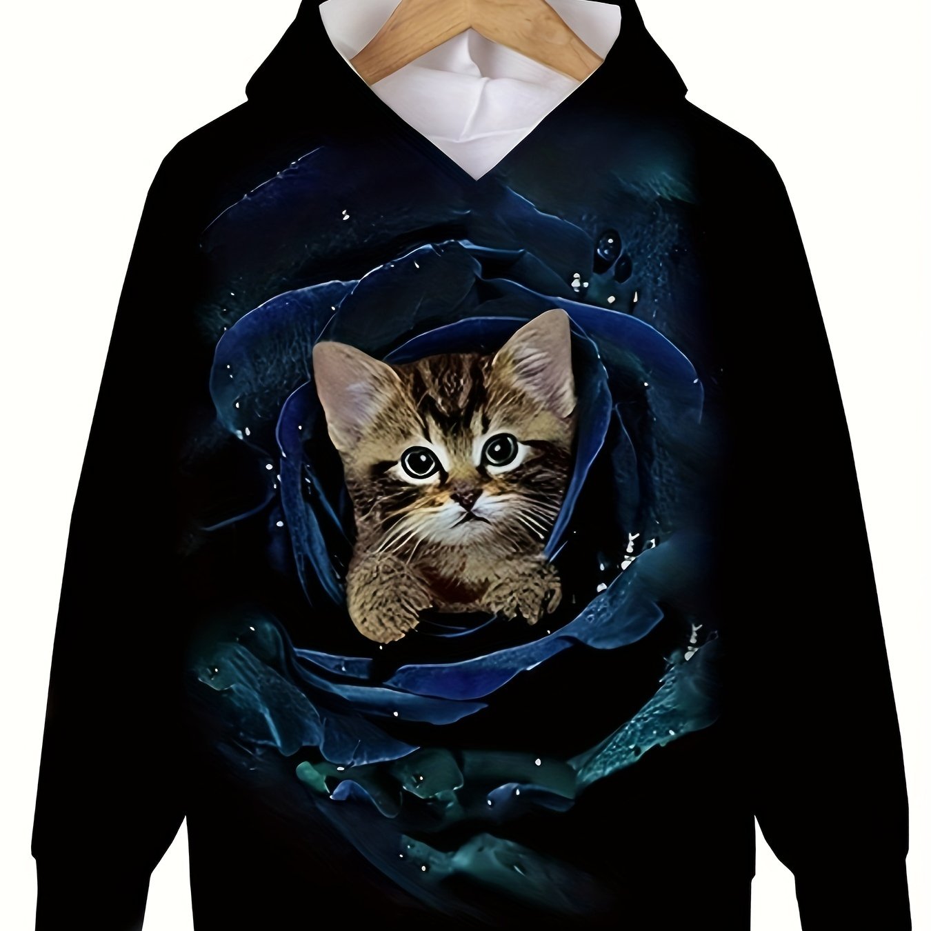 Rose Print Kitten Hoodie for Kids
