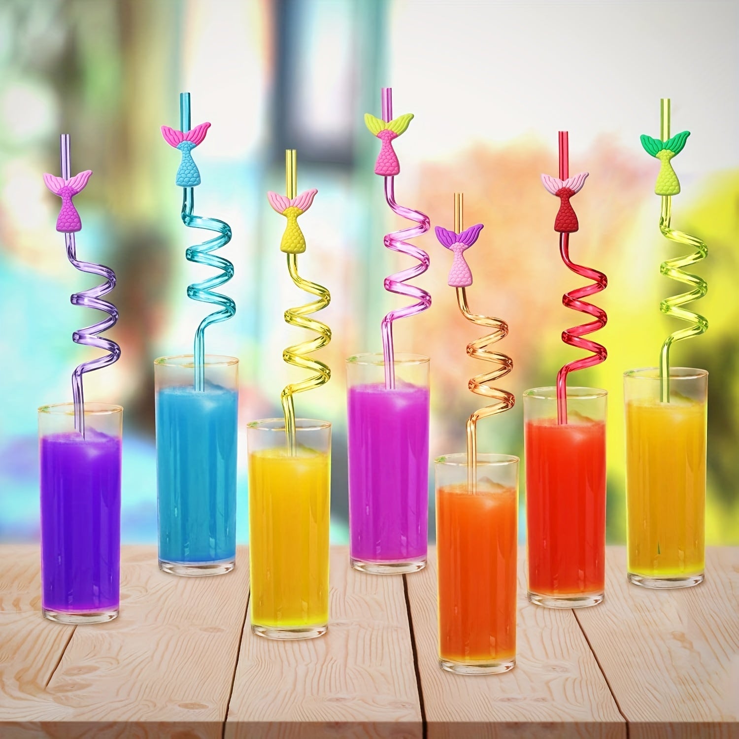 21pcs Mermaid Tail Straws + 2 Cleaning Brushes