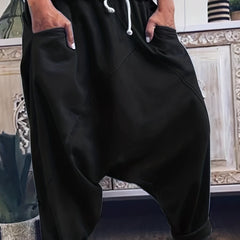 Solid Harem Pants Casual Elastic Waist Long Length Pants