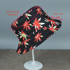Red Leaves Print Bucket Hat Sun Protection Fisherman Cap