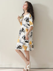 Comfy Short Sleeve Nightdress Crew Neck Pajama