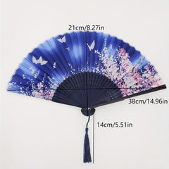 Women's Flower Pattern Folding Fan Dance Performance Fan