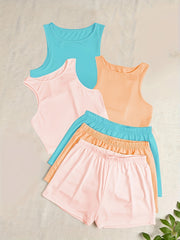 3-Piece Pajama Set Tank Top & Shorts