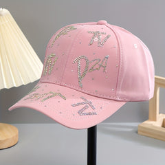 Rhinestone Letter Baseball Cap Solid Hip Hop Cotton Hat Lightweight