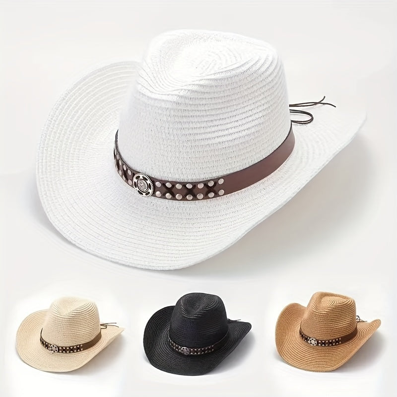 Vintage Cowboy Hat with Leather Belt Gift for Men