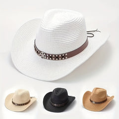 Vintage Cowboy Hat with Leather Belt Gift for Men