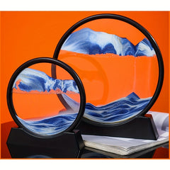 Moving Sand Art Picture Round Glass 3D Deep Sea Sandscape Liquid Motion Frame