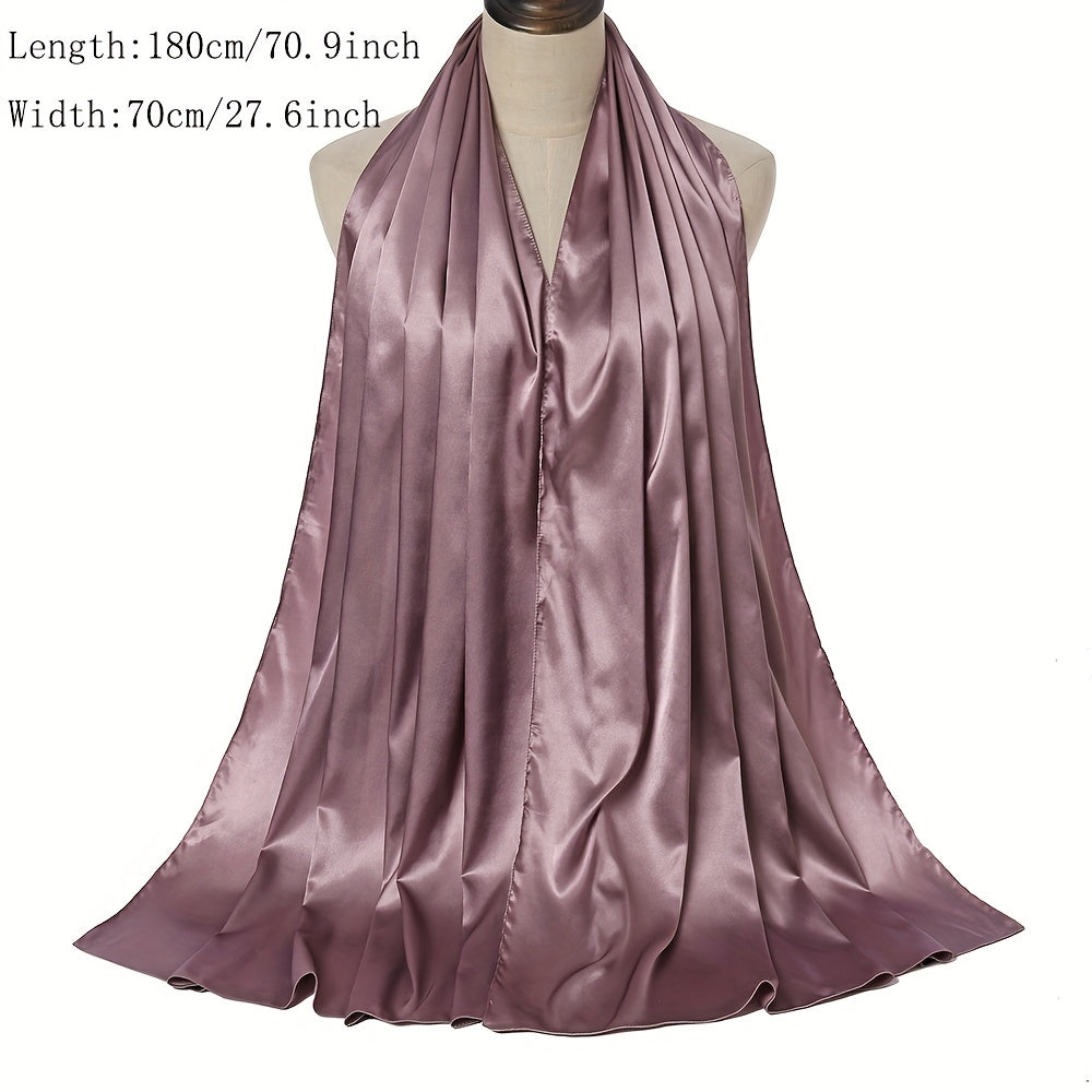 Satin Scarf Hijab Solid Shawl Head Wrap Sunscreen Turban Beach Towel