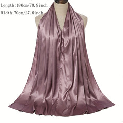 Satin Scarf Hijab Solid Shawl Head Wrap Sunscreen Turban Beach Towel