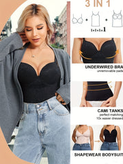 Women's V Neck Lace Tank Top Compression Slimming Cami
