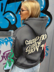 Letter Print Long Sleeve Drawstring Sports Hoodies Pullover Sweatshirt