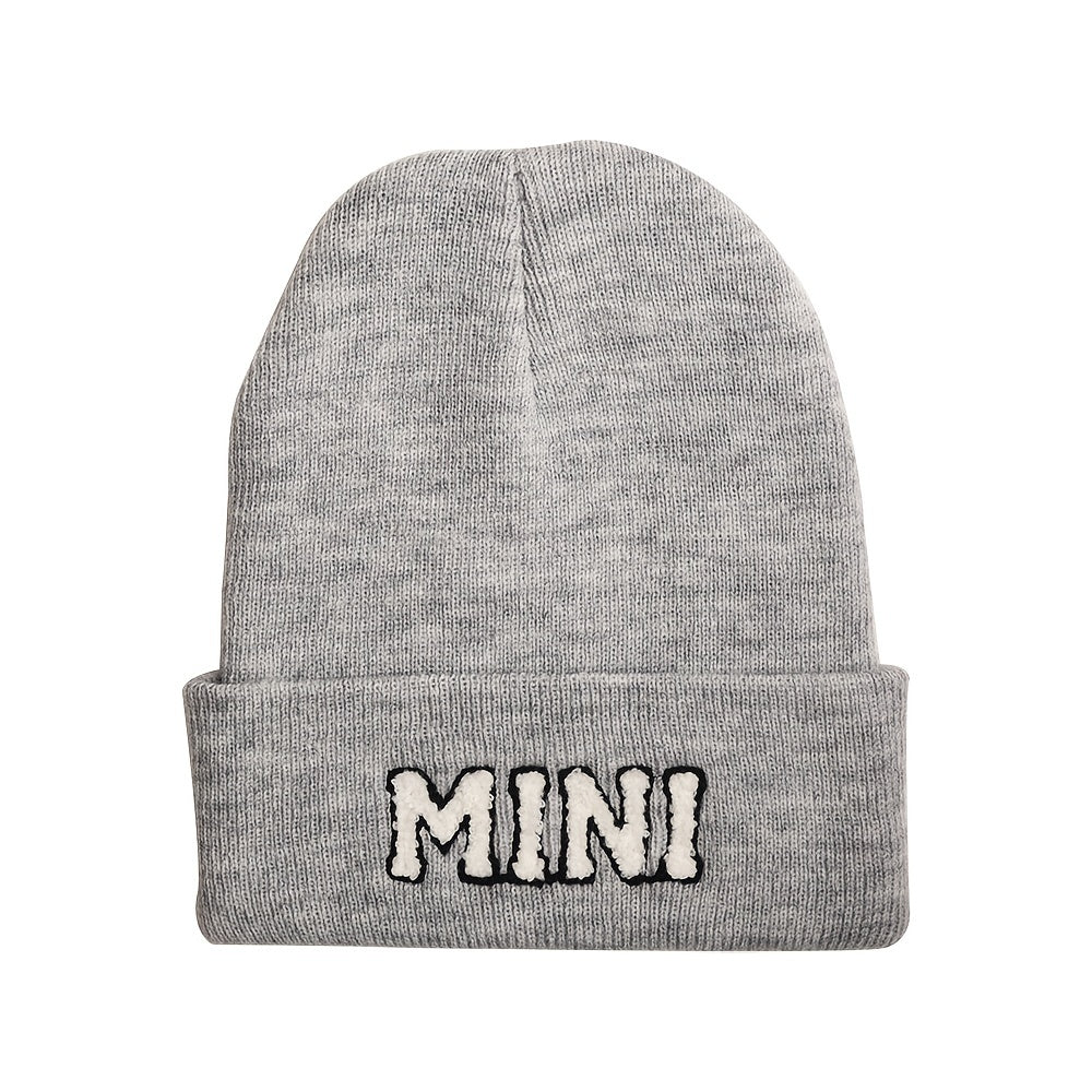 Boys Knitted Hat Soft Letter Embroidery Elastic Kids Beanie