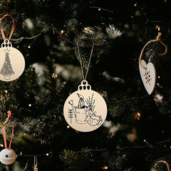 10pcs Wooden DIY Christmas Decorations With Hemp Rope