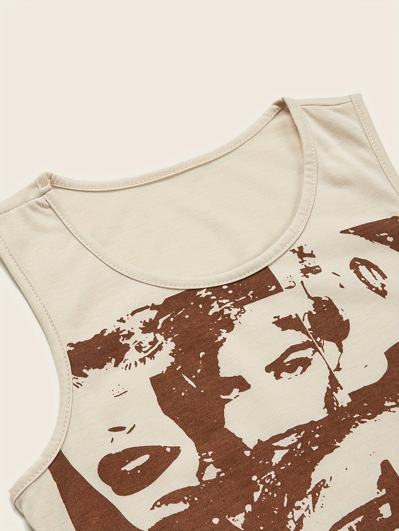 Y2K Portrait Print Sleeveless Tank Top for Summer