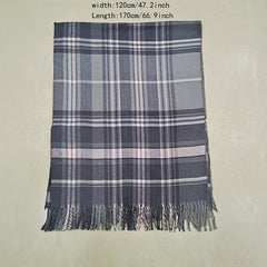 Plaid Shawl With Tassel Long Warm Winter Shawl
