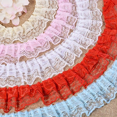 2Yard Coloured Pleated Lace DIY Dress Accessories Pet & Doll Embellishments