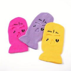 Men's Embroidered Balaclavas Knitted Hat Warm Windproof