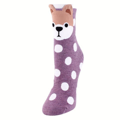 5 Pairs Cartoon Dog Pattern Socks Mid Tube Women's Stockings