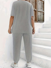 Heart Print Tee & Pants Pajama Set for Women