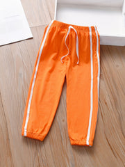 Girls Block Sweatpants Elastic Waist Thin Casual Sport Jogger Pants