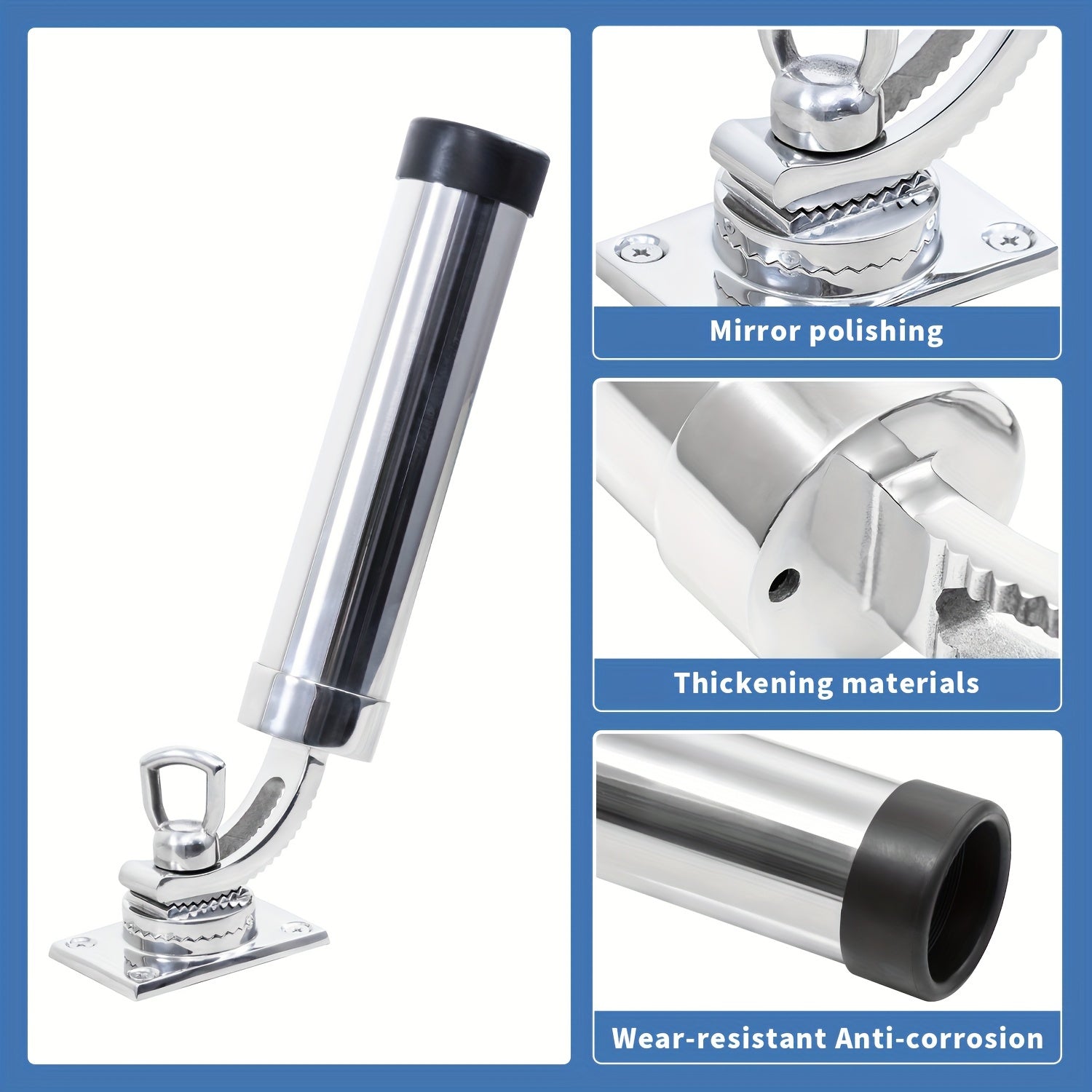 360 Adjustable Fishing Rod Holder 316 Stainless Steel for Marine Boat Yacht