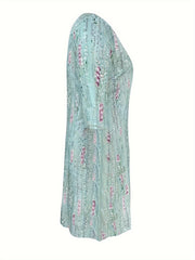 Floral Print Half Sleeve Plus Size Dress