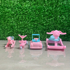 Dollhouse Playset with Pink Horse Scooter Mini Sports Car