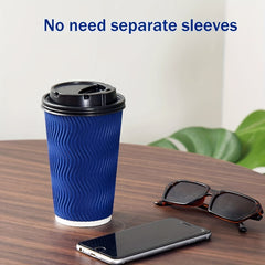 90 Pcs 16oz Disposable Ripple Wall Cups To Go Coffee Paper Cup