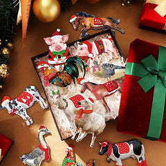 24Pcs Wooden Farm Animal Hanging Decor Christmas Tree Pendants