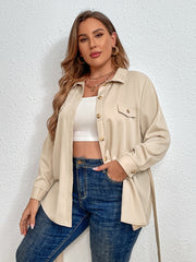 Apricot Long Sleeve Shirt Button Up Belted Blouse