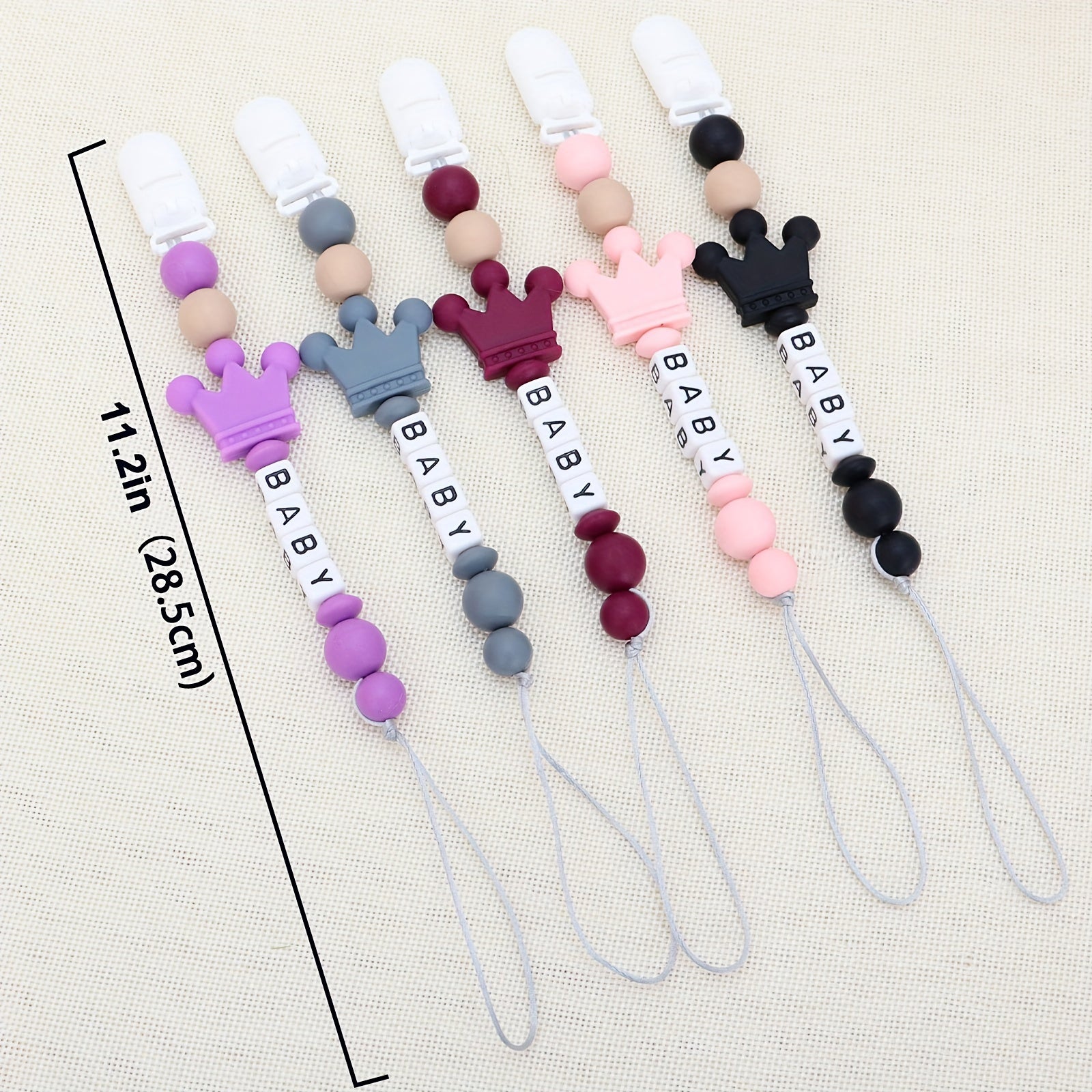 Personalized Silicone Crown Pacifier with Anti Drop Chain - Easter Gift