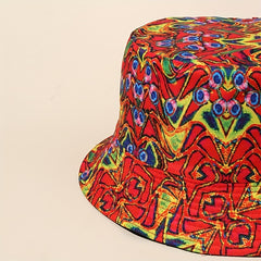 Y2K Red Graffiti Bucket Hat Reversible Fisherman Cap