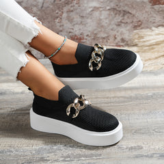 Women's Mesh Air Round Toe Flat Shoes Slip On Loafers