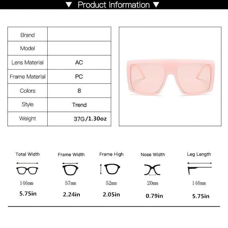 Oversized Square Women Sunglasses Colorful Lens UV400