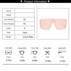 Oversized Square Women Sunglasses Colorful Lens UV400