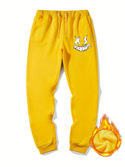 Men s Smile Print Drawstring Fleece Sweatpants
