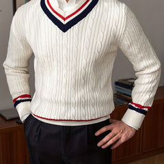 V Neck Pullover Sweater Men's Casual Warm for Fall Winter