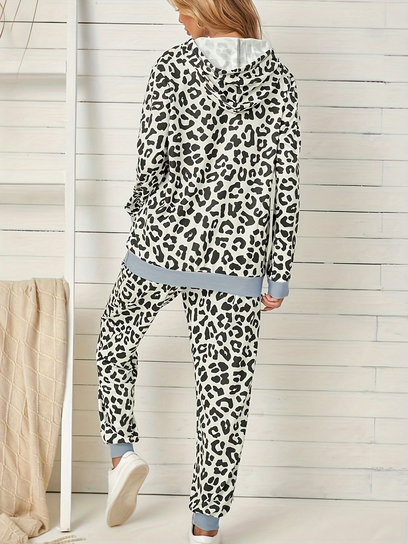 Leopard Hoodie & Joggers Two Piece Set