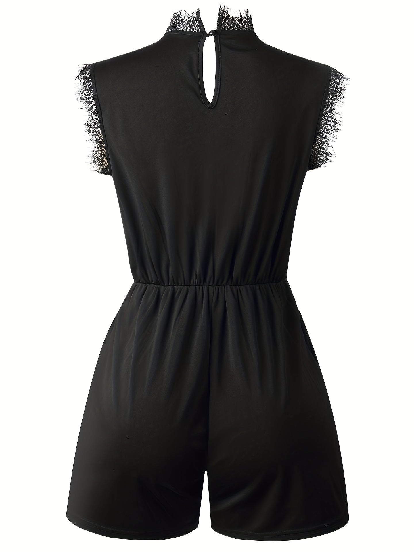 Lace Trim V neck Romper Jumpsuit Sleeveless Sexy Women's Clothing