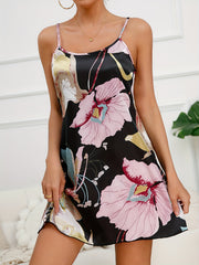 Floral Print Nightdress Sleeveless Crew Neck Sleep Dress