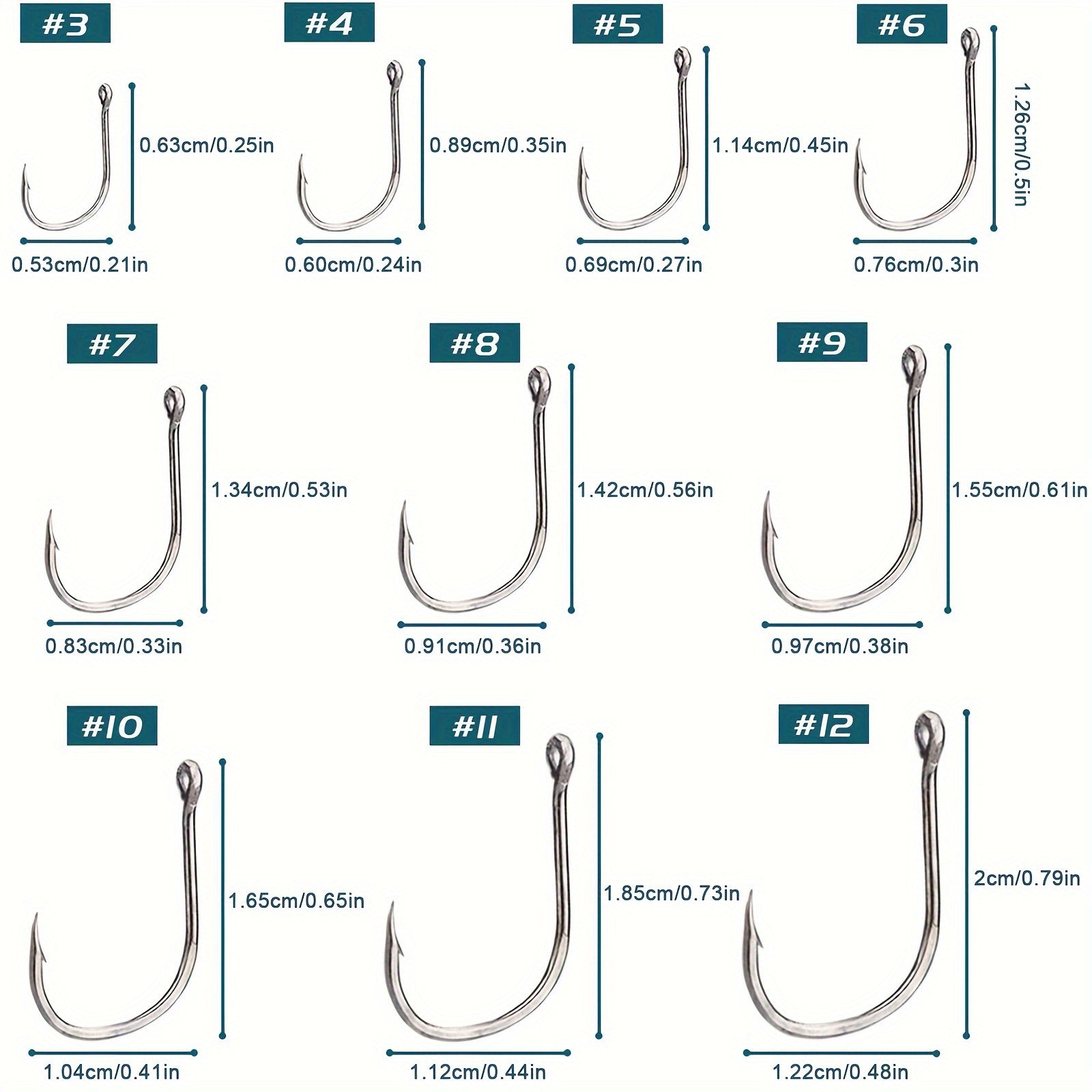 500pcs Mixed Sizes Fishing Hook Set Barbed Hooks With Eye Fishing Tackle
