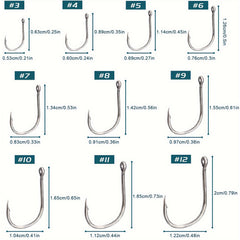 500pcs Mixed Sizes Fishing Hook Set Barbed Hooks With Eye Fishing Tackle
