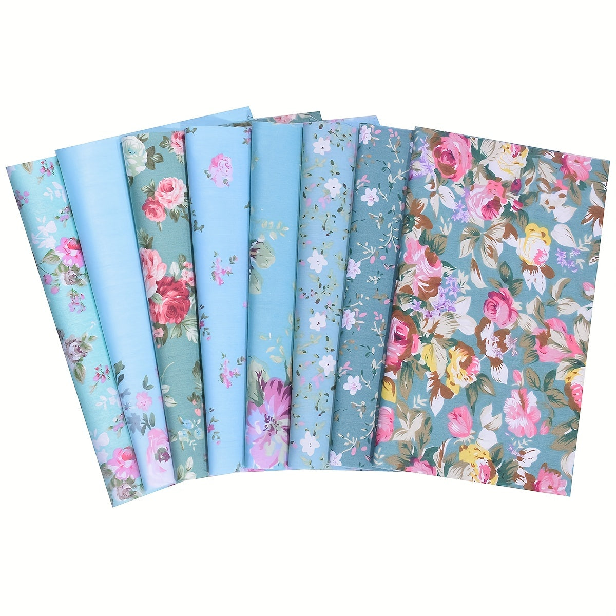 8pcs Floral Quilting Fabric Cotton DIY Doll Clothes Precut For Patchwork Craft