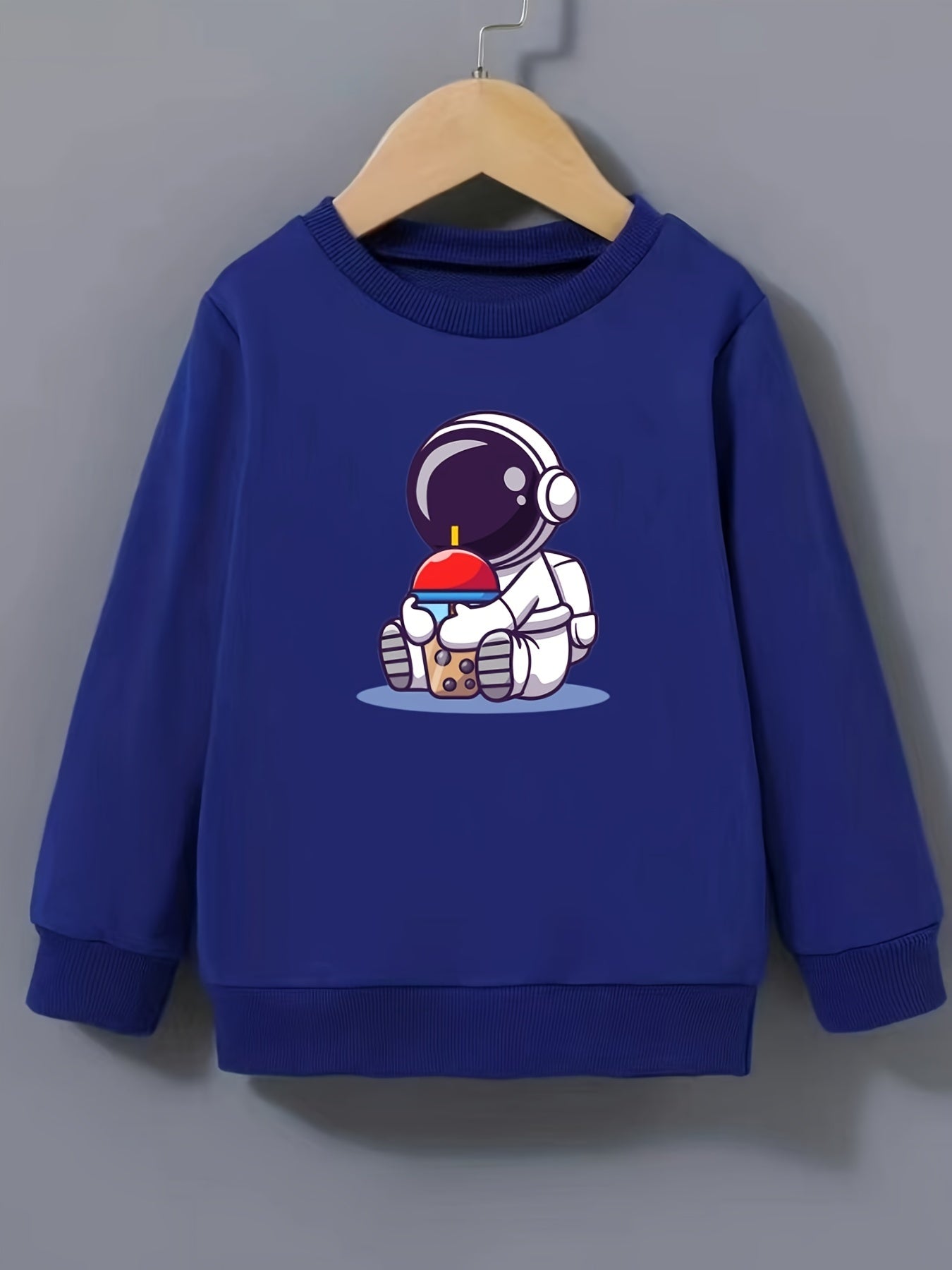 Girls Astronaut Bubble Tea Sweatshirt Long Sleeve Top