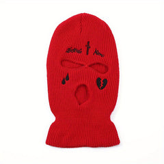 Men's Embroidered Balaclavas Knitted Hat Warm Windproof
