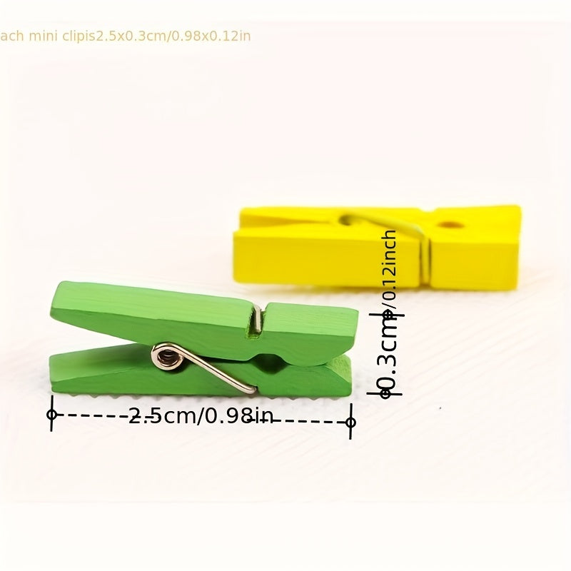 100pcs Wooden Clothespins With 10m Jute Twine Craft Clips