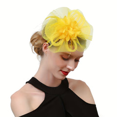 Lady Mesh Hat with Faux Feather Head Piece Accessories